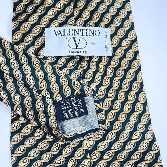 VALENTINO Garavani solid black 100% Silk tie authentic yellowformal designer
